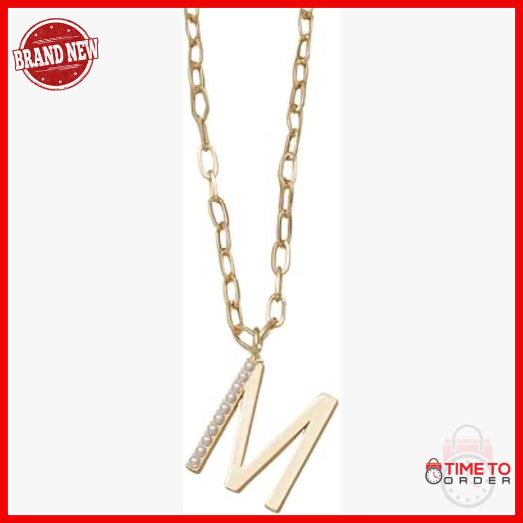 18k Gold Plated Pearl Initial Necklace, Dainty Chain With Extender